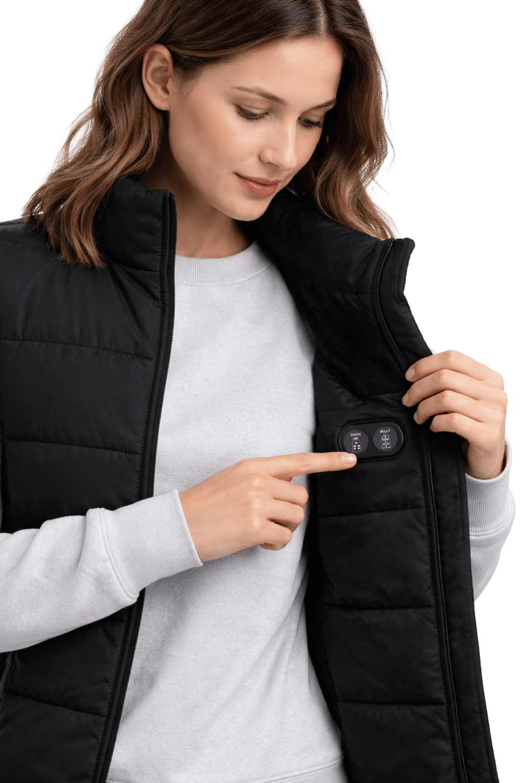 Beheizte Damen-Steppweste Schwarz – Dual Heating