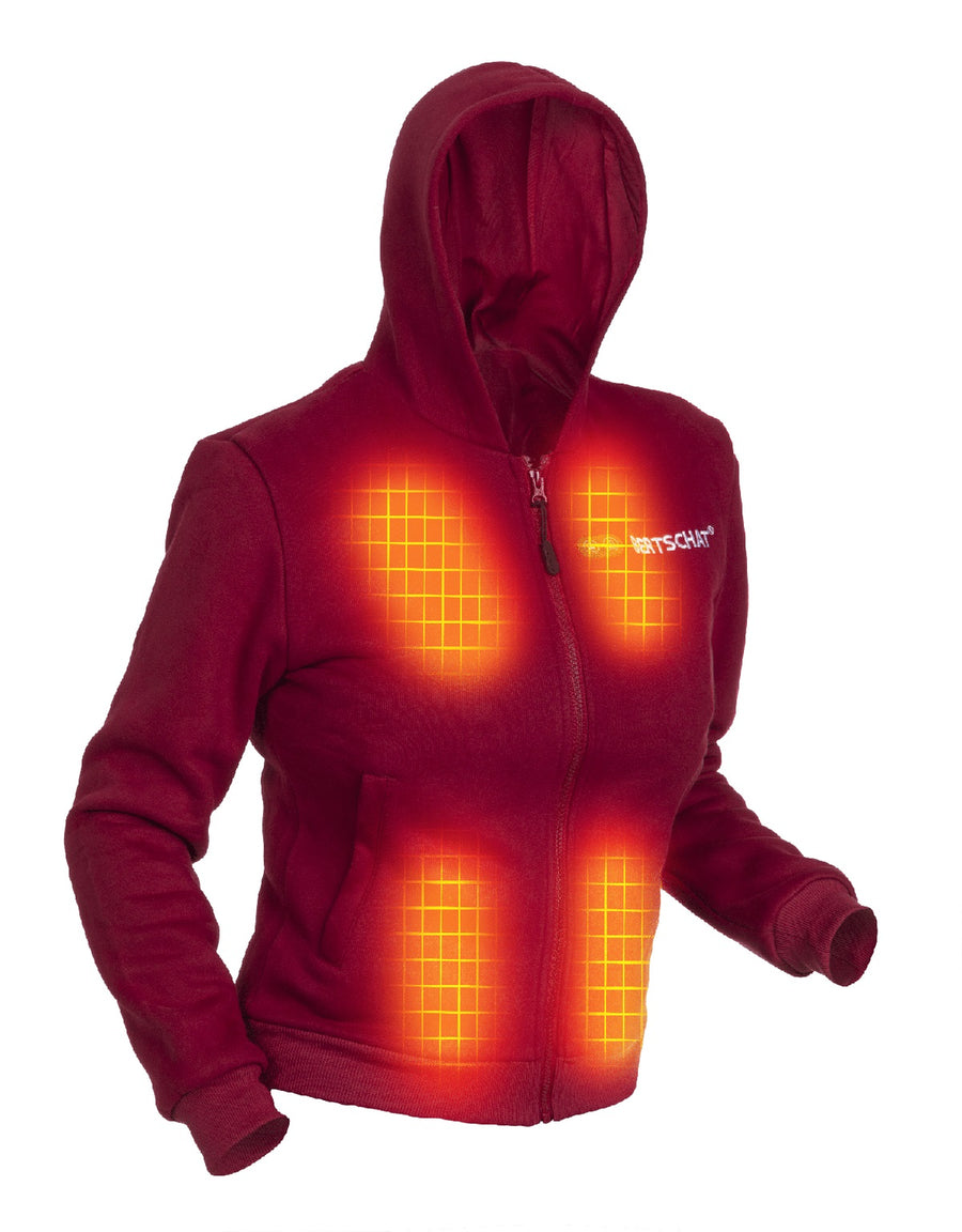 Beheizter Hoodie - Damen | Dual Heating - Burgund