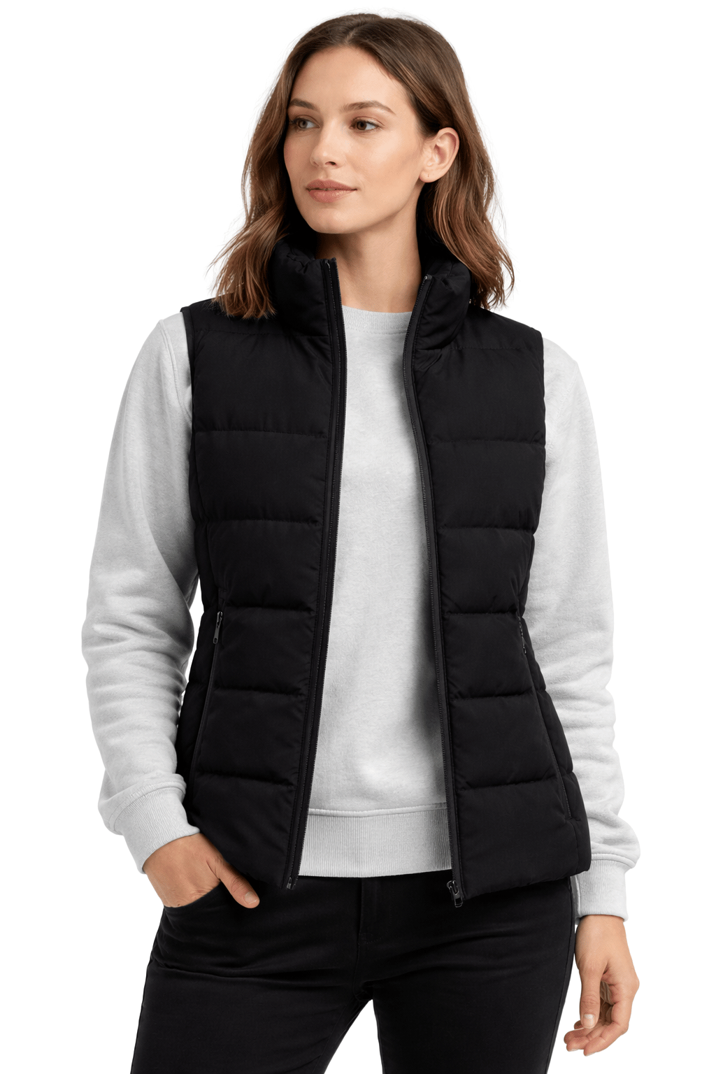 Beheizte Damen-Steppweste Schwarz – Dual Heating